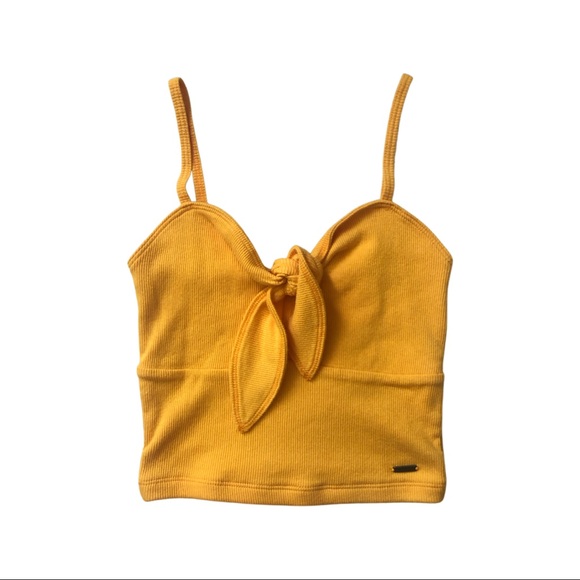 HOLLISTER TIE-FRONT ULTRA CROP CAMI YELLOW - Picture 1 of 4